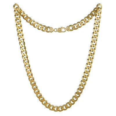 Sterling Silver 18K Yellow Gold Plated 24" 10.8mm Curb Chain