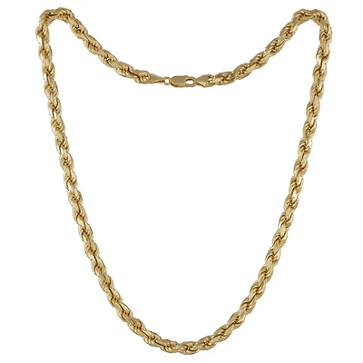 Sterling Silver 18K Yellow Gold Plated 24" 7.2mm Rope Chain