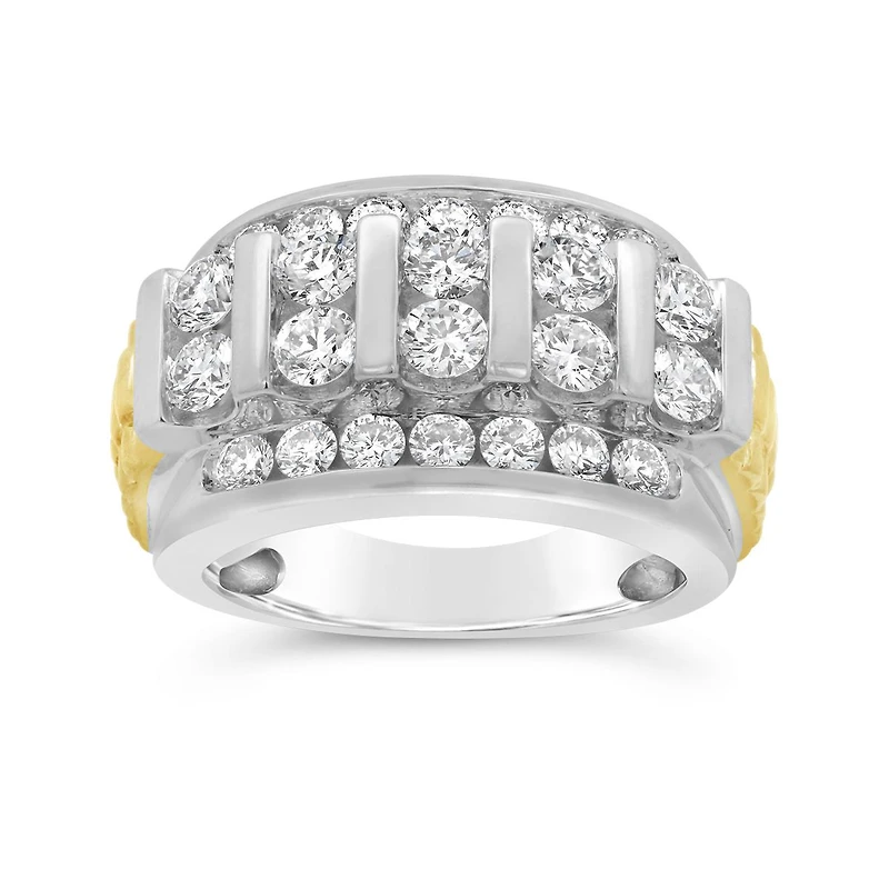 10K White and Yellow Gold Lab Grown 2.94CTW Diamond Band