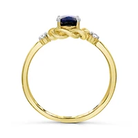 10K Yellow Gold Blue Sapphire & Diamond Ring