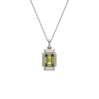 10K White Gold Peridot & Diamond Pendant