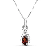 Sterling Silver Garnet & White Topaz Pendant