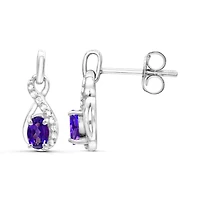 Sterling Silver Amethyst & White Topaz Earrings
