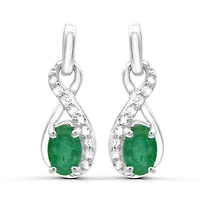 Sterling Silver Emerald & White Topaz Earrings