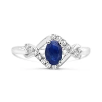 Sterling Silver Blue Sapphire & White Topaz Ring