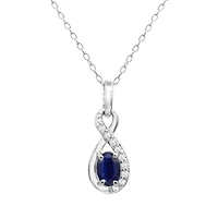 Sterling Silver Blue Sapphire & White Topaz Pendant