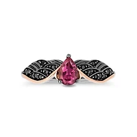 Enchanted Disney Sterling Silver & 10K Rose Gold Black Diamond Maleficent Ring