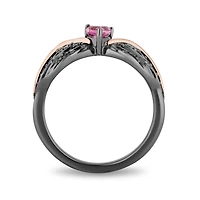 Enchanted Disney Sterling Silver & 10K Rose Gold Black Diamond Maleficent Ring
