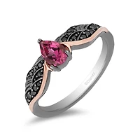 Enchanted Disney Sterling Silver & 10K Rose Gold Black Diamond Maleficent Ring