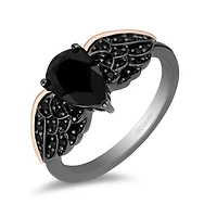 Enchanted Disney Sterling Silver & 10K Rose Gold Black Diamond & Onyx Ring