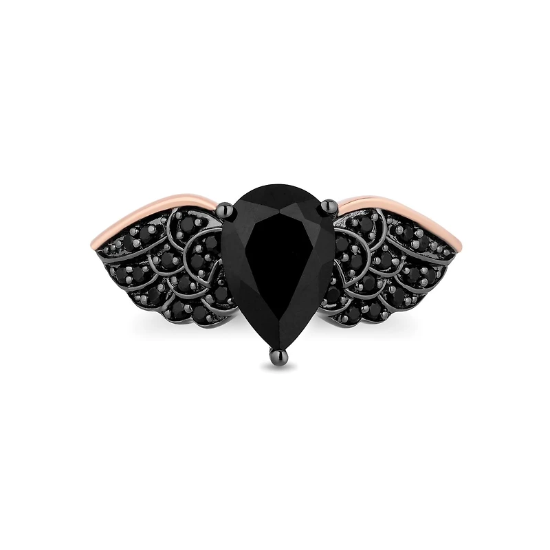 Enchanted Disney Sterling Silver & 10K Rose Gold Black Diamond & Onyx Ring