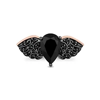 Enchanted Disney Sterling Silver & 10K Rose Gold Black Diamond & Onyx Ring