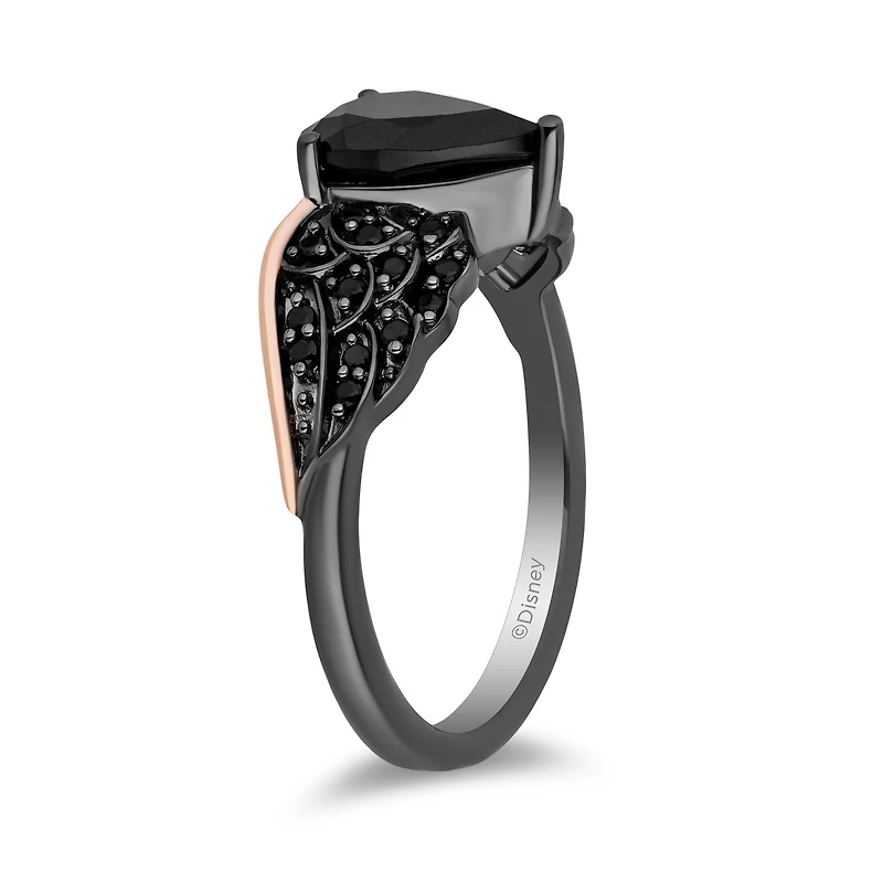 Enchanted Disney Sterling Silver & 10K Rose Gold Black Diamond & Onyx Ring