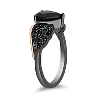 Enchanted Disney Sterling Silver & 10K Rose Gold Black Diamond & Onyx Ring