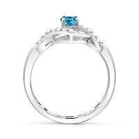 Sterling Silver Blue Topaz & White Topaz Ring