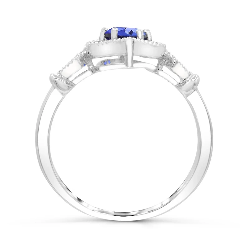 10K White Gold Tanzanite & White Sapphire Ring