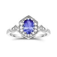 10K White Gold Tanzanite & White Sapphire Ring