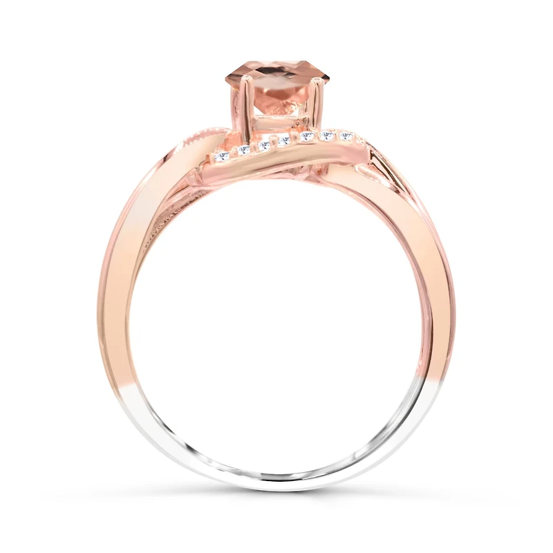 Sterling Silver Morganite & White Sapphire Ring