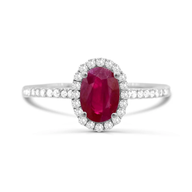 14K White Gold Ruby & Diamond Ring