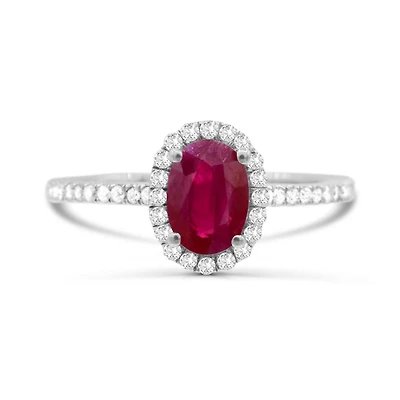 14K White Gold Ruby & Diamond Ring