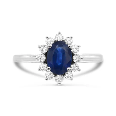 14K White Gold Sapphire & Diamond Ring