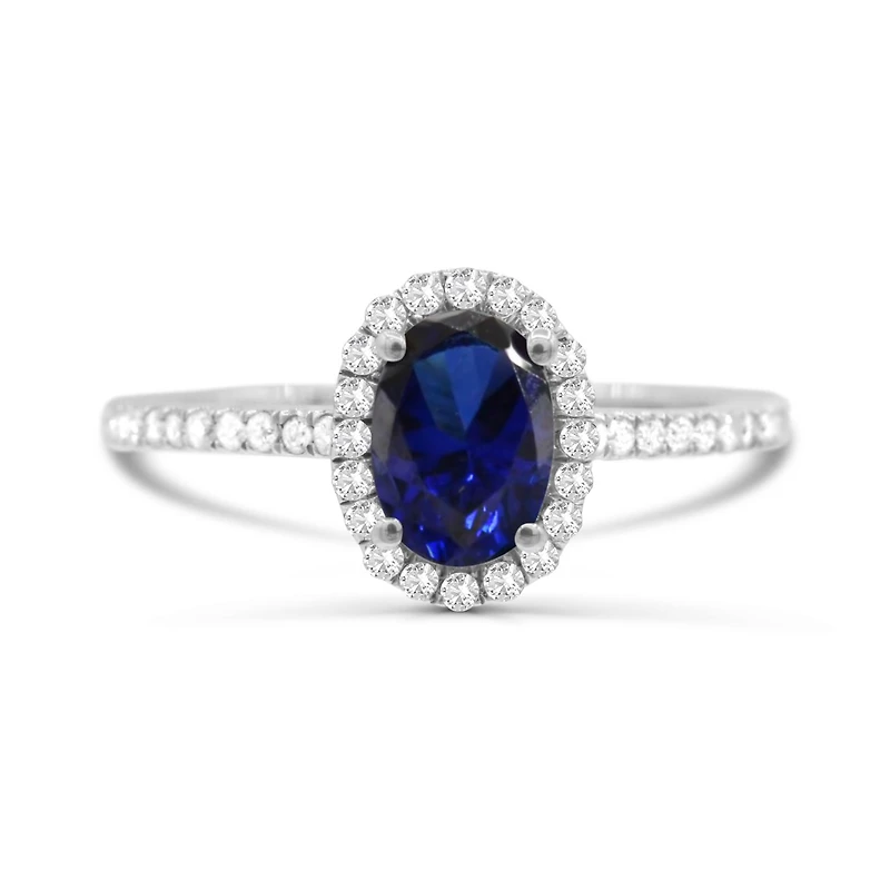 14K White Gold Sapphire & Diamond Ring