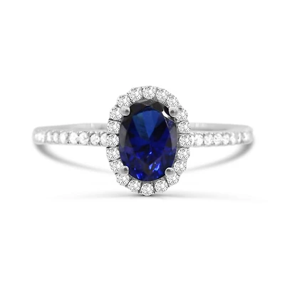 14K White Gold Sapphire & Diamond Ring