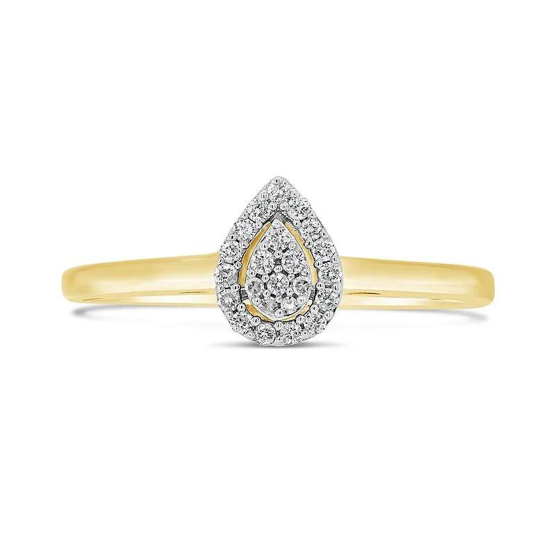 10K Yellow & White Gold Pear Shape 0.10CTW Diamond Promise Ring