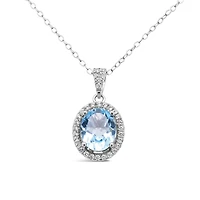 Sterling Silver Blue Topaz & Created White Sapphire 3 Piece Set