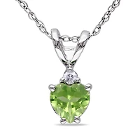 Julianna B 10K White Gold Peridot & Diamond Pendant