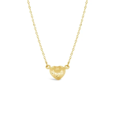 10K Yellow Gold 18" Heart Diamond Cut Necklace