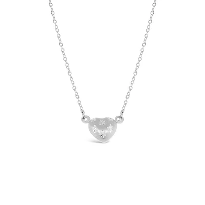 10K White Gold 18" Heart Diamond Cut Necklace