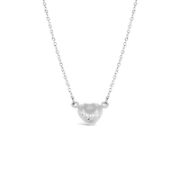 10K White Gold 18" Heart Diamond Cut Necklace