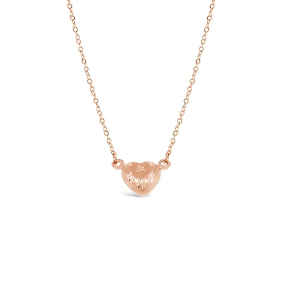 10K Rose Gold 18" Heart Diamond Cut Necklace