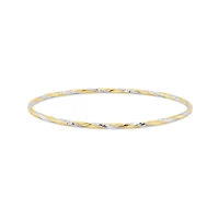 10K Yellow and White Gold 65mm Twisted Slip-On Bangle