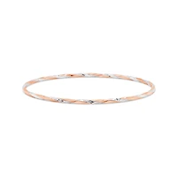 10K Rose and White Gold 65mm Twisted Slip-On Bangle