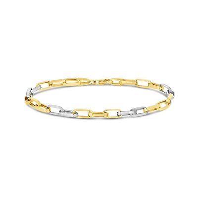 10K Yellow and White Gold 7.25" Rolo Chain Bracelet