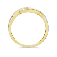 10K Yellow and White Gold Celtic Diamond Cut Ring