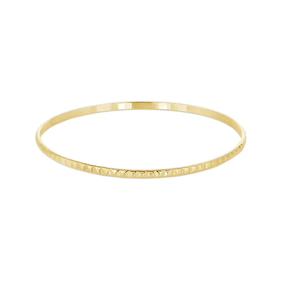 14K Yellow Gold Filled 65mm Square Beaded Pattern Slip-On Bangle