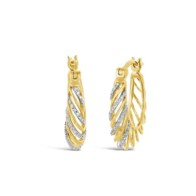 10K Yellow Gold 0.10Ctw Diamond Hoops