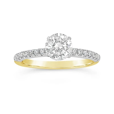 14K Yellow & White Gold 1.25CTW Diamond Solitaire with Side Accents Ring