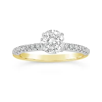 14K Yellow & White Gold 1.25CTW Diamond Solitaire with Side Accents Ring