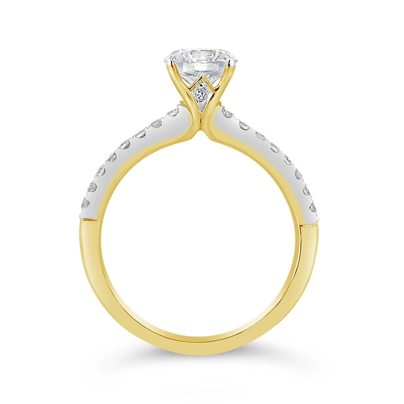 14K Yellow & White Gold 1.25CTW Diamond Solitaire with Side Accents Ring