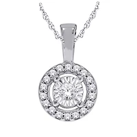 Sterling Silver 0.10CTW Diamond Halo Pendant