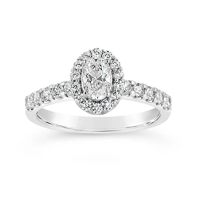 Glacier Fire 14K White Gold Oval Shape Bridal Ring 1.00CTW I1/IJ