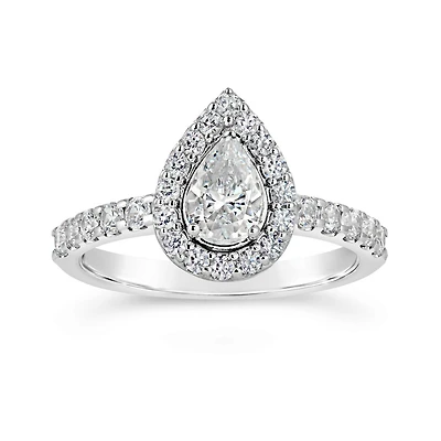 Glacier Fire 14K White Gold 1.20CTW Pear Shape Bridal Ring