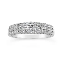 10K White Gold Three Row 0.50CTW Diamond Band