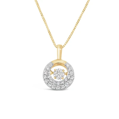 10K Yellow Gold 0.31CTW Dancing Diamond Circle Pendant