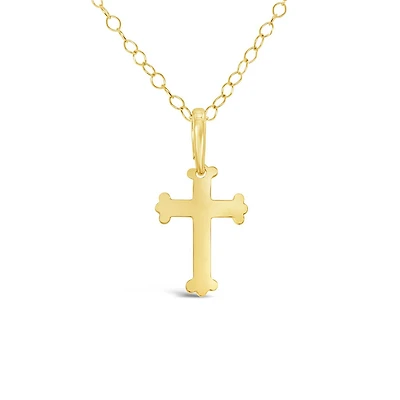 10K Yellow Gold 17mm Cross Pendant Necklace