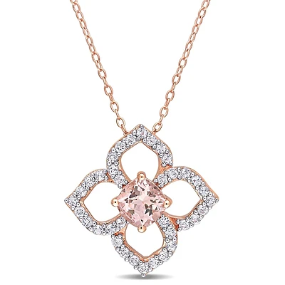 Julianna B Sterling Silver Morganite & White Topaz Necklace